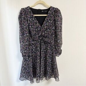 Zara floral long sleeves flowy dress